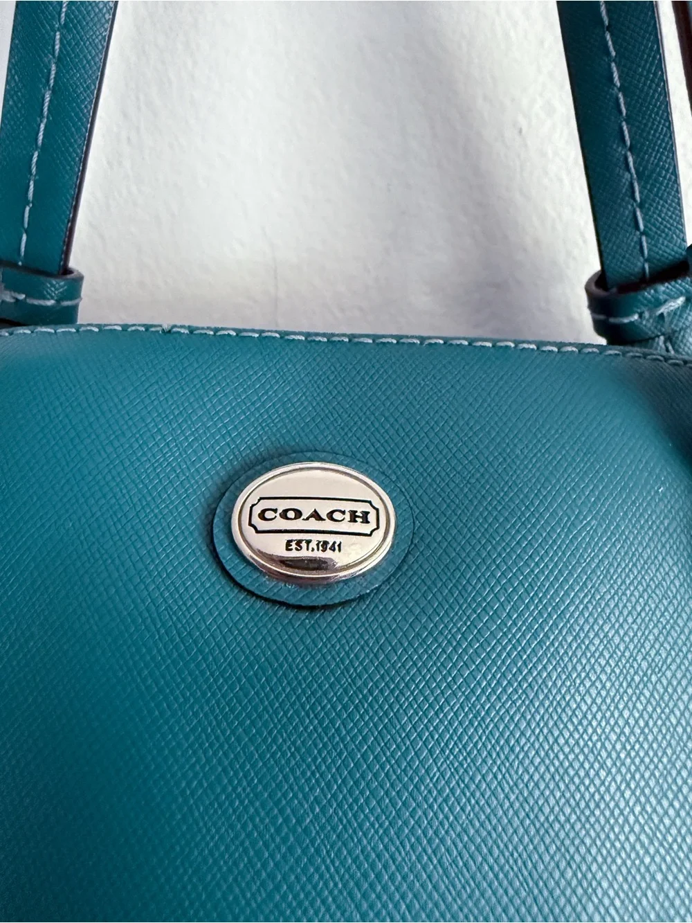 Jade green Coach Peyton leather Cora domed satchel
